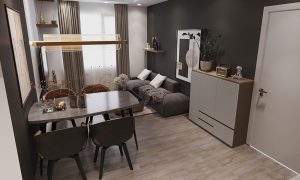 Ảnh thiết kế phòng khách nhà ở xã hội Moonbay Resi