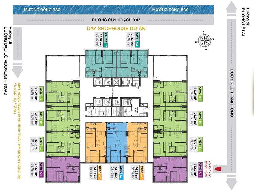 Mặt bằng tầng điển hình tòa The Moon (tầng 29) chun
